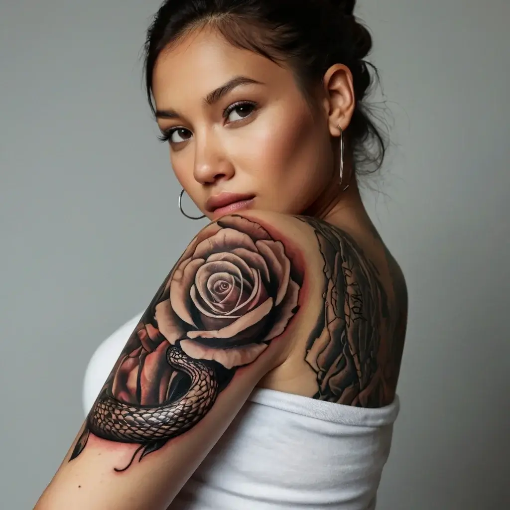 rose and snake tattoos (30)