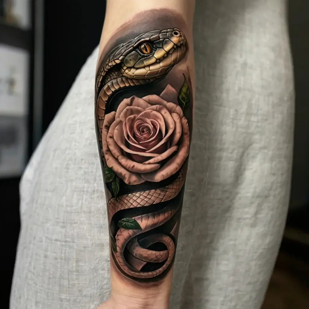 rose and snake tattoos (31)