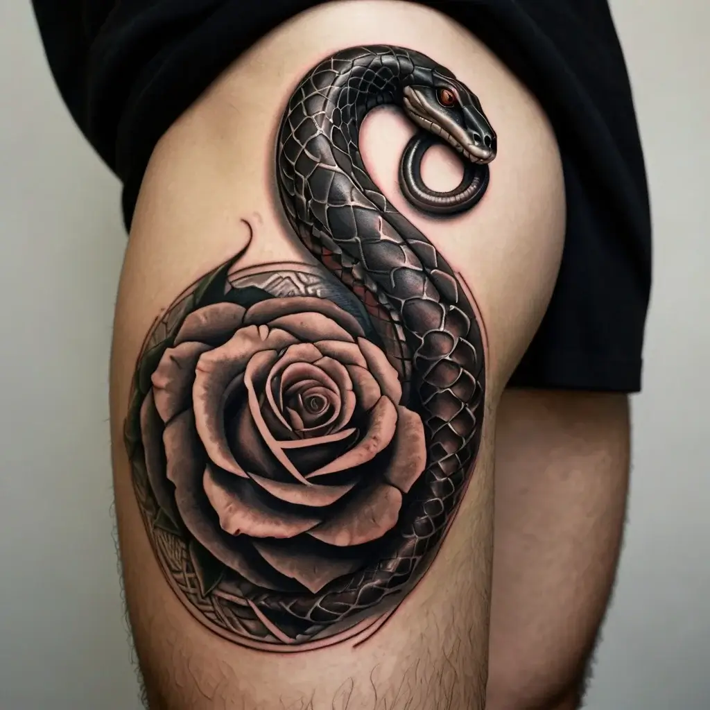 rose and snake tattoos (33)