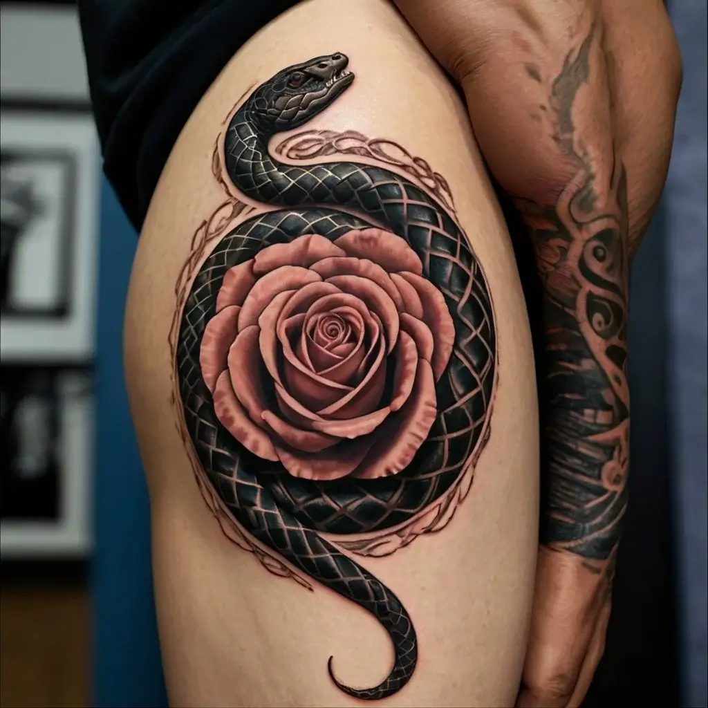 rose and snake tattoos (34)