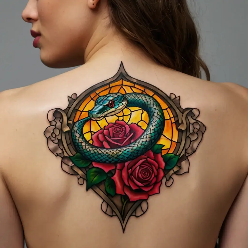 rose and snake tattoos (35)