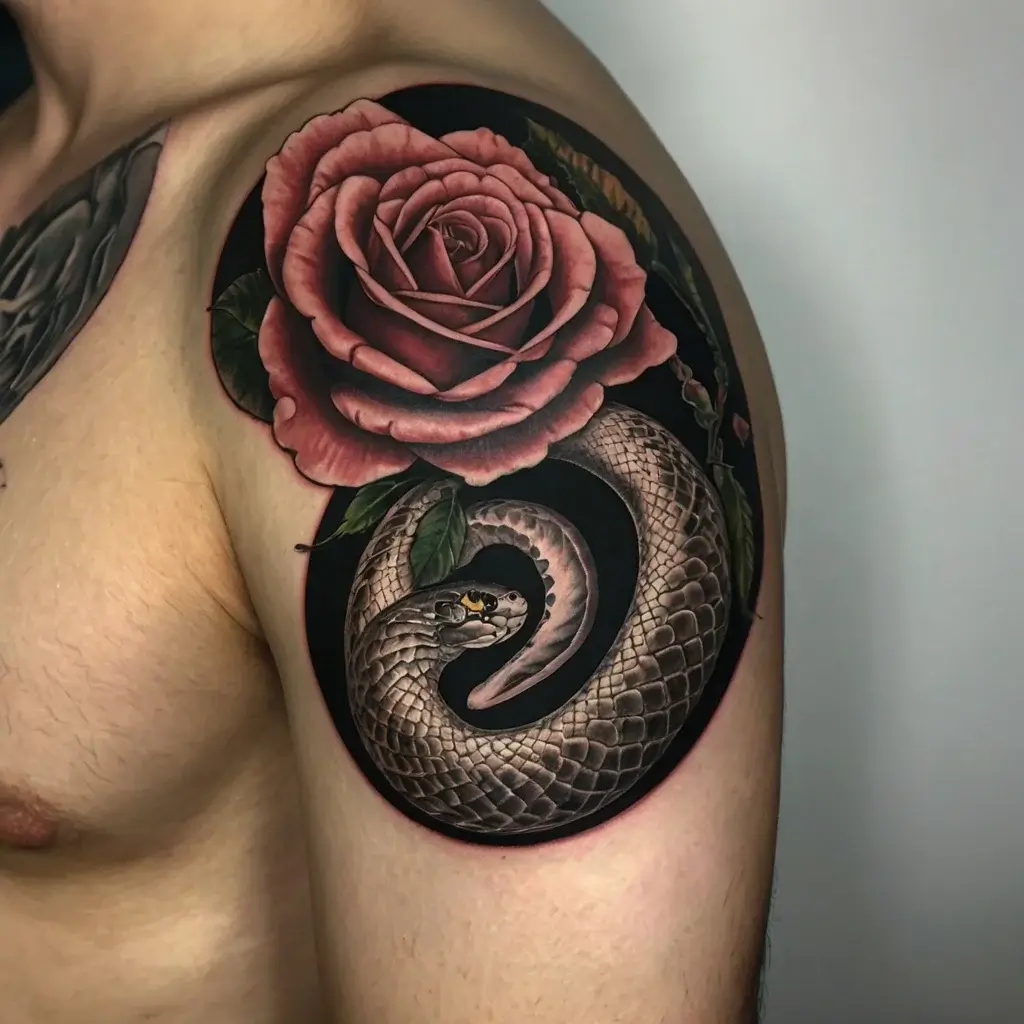 rose and snake tattoos (36)