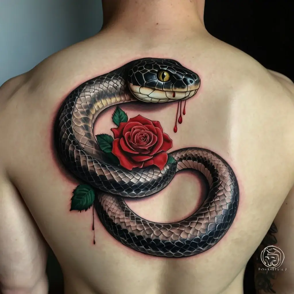 rose and snake tattoos (37)