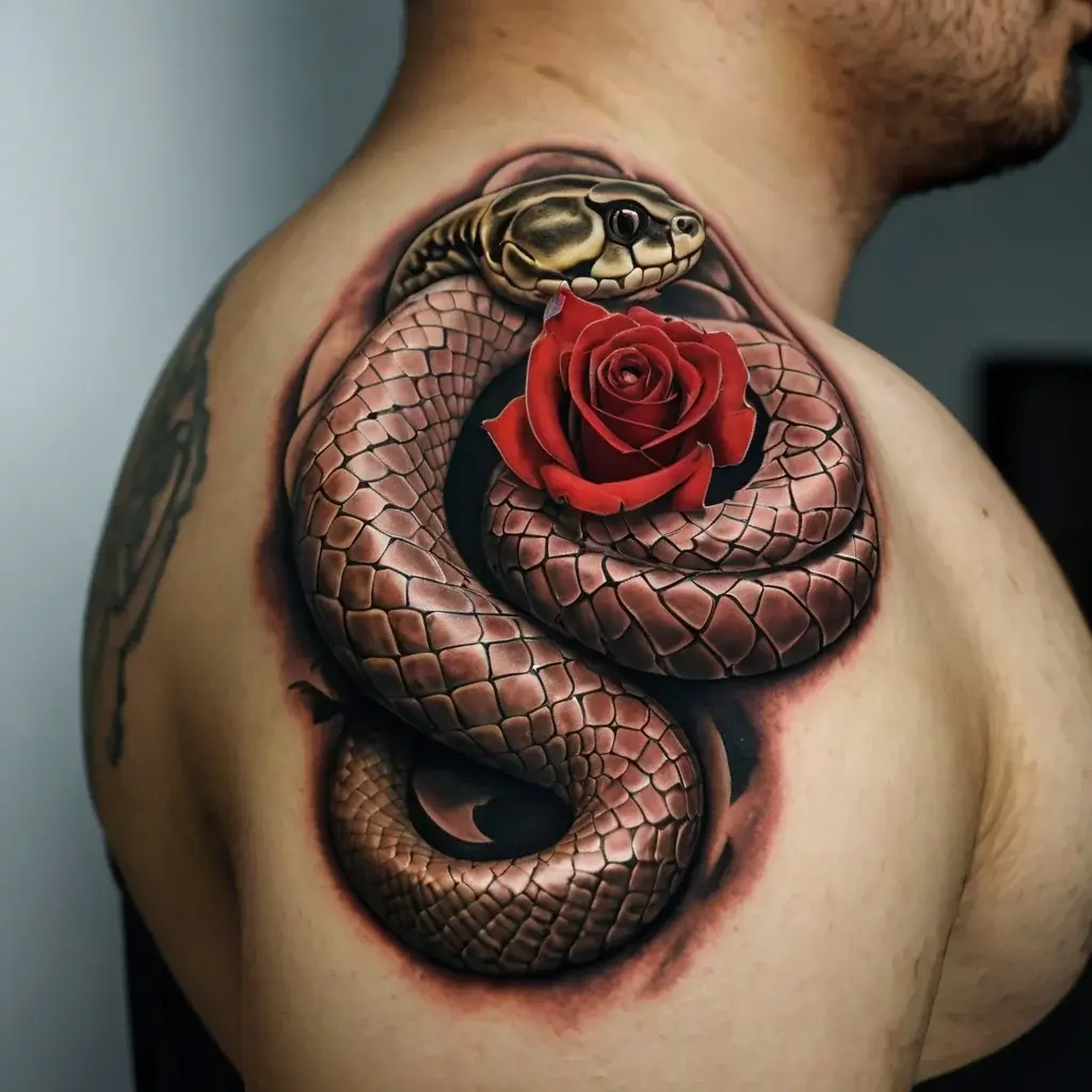 rose and snake tattoos (38)