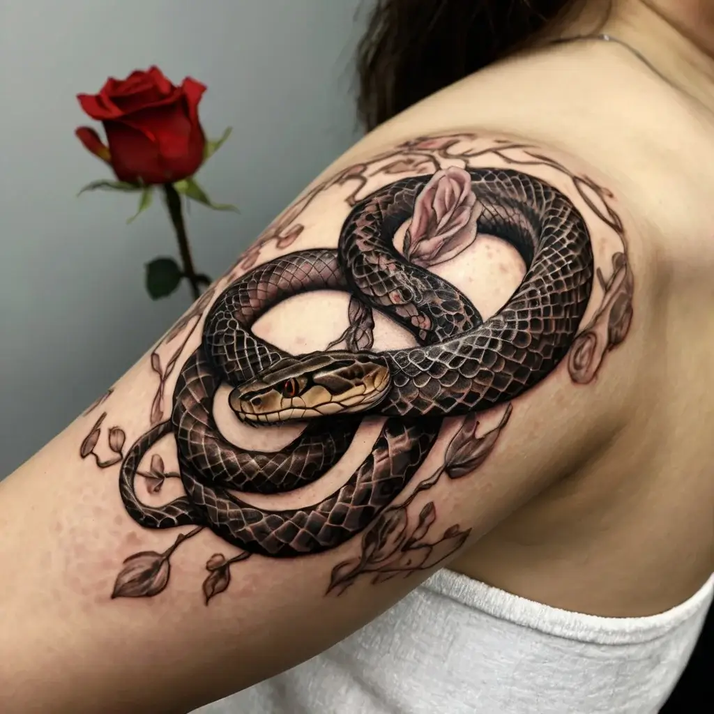 rose and snake tattoos (39)