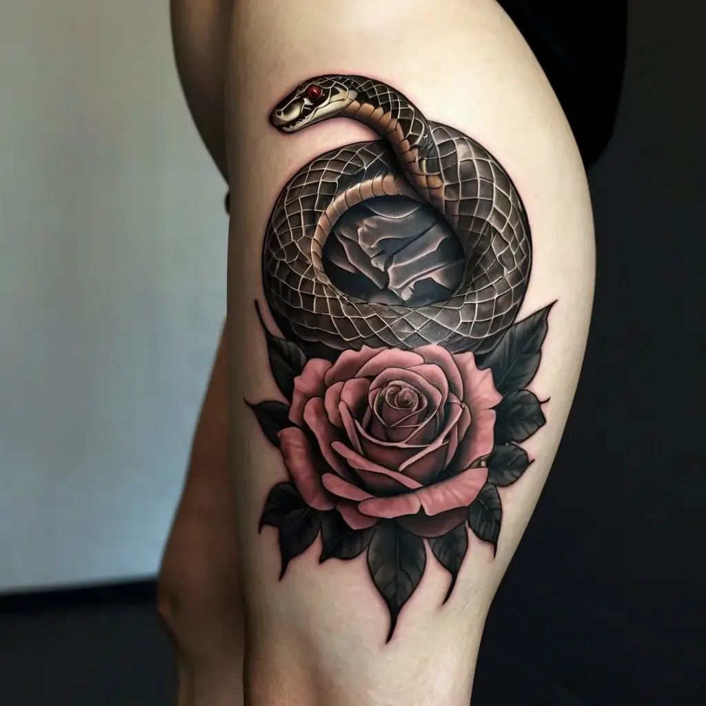 rose and snake tattoos (40)