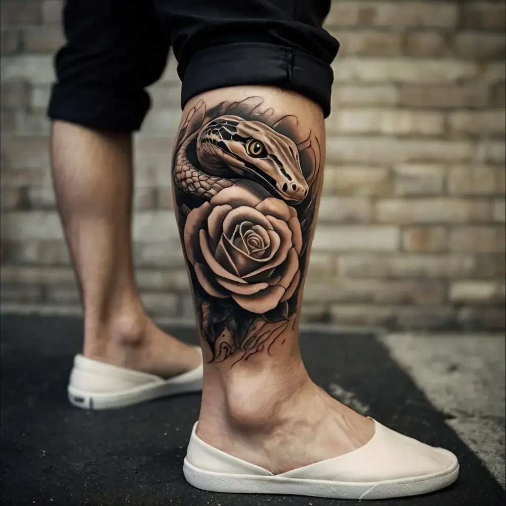 rose and snake tattoos (41)