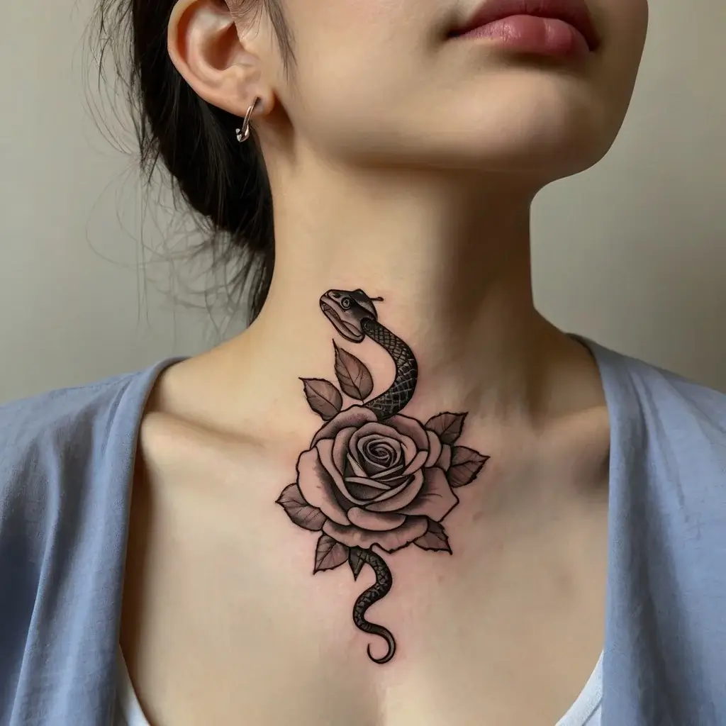 rose and snake tattoos (42)