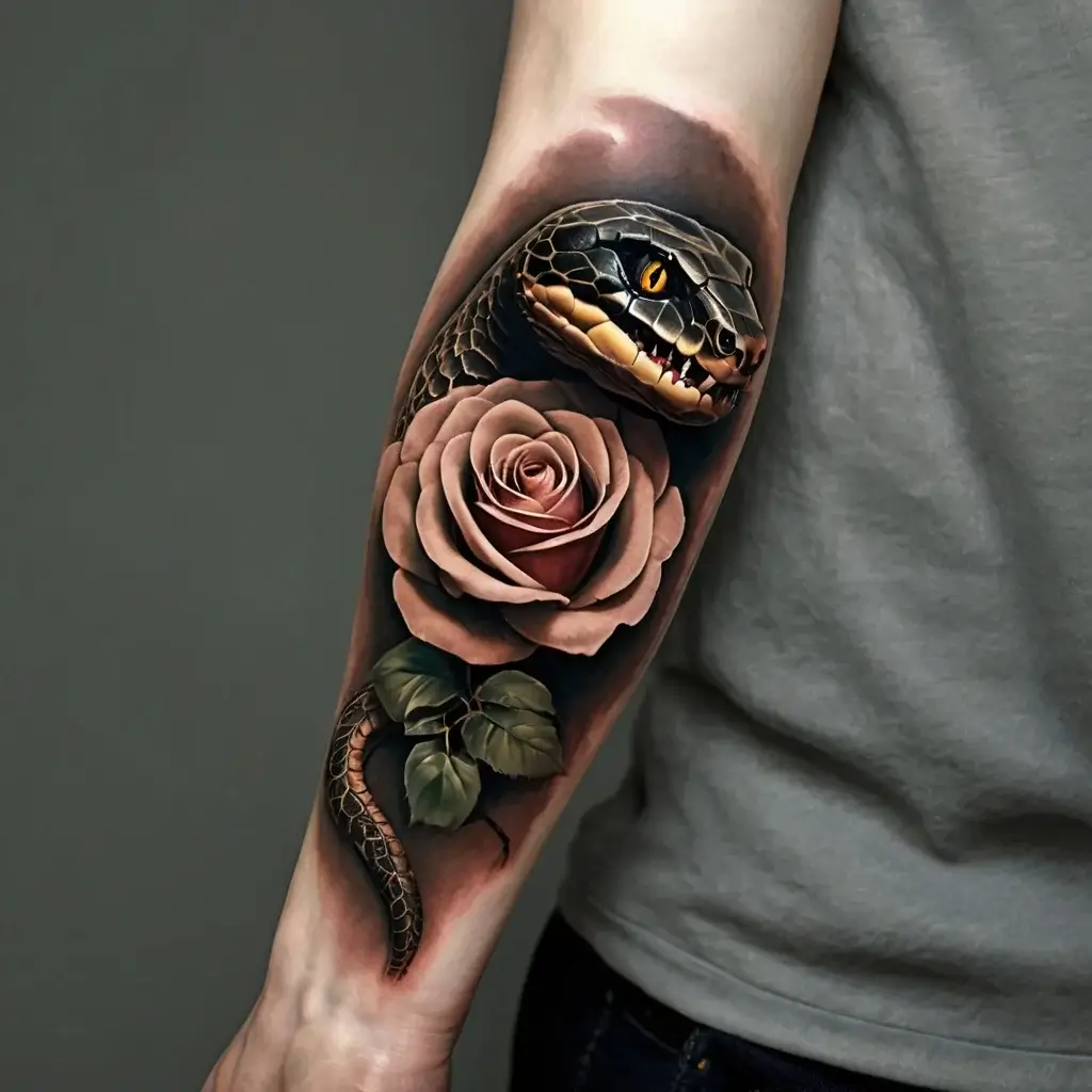 rose and snake tattoos (44)