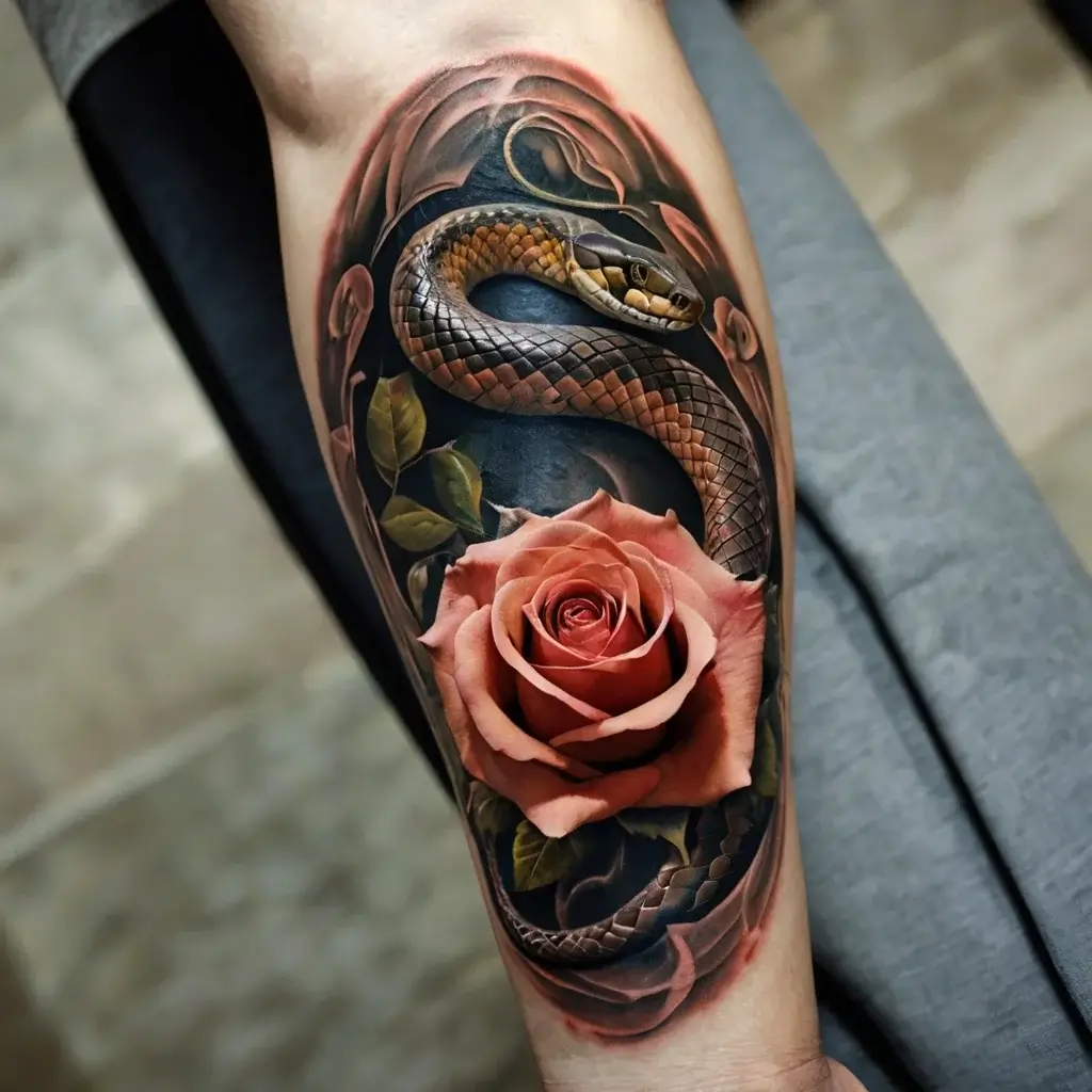 rose and snake tattoos (45)