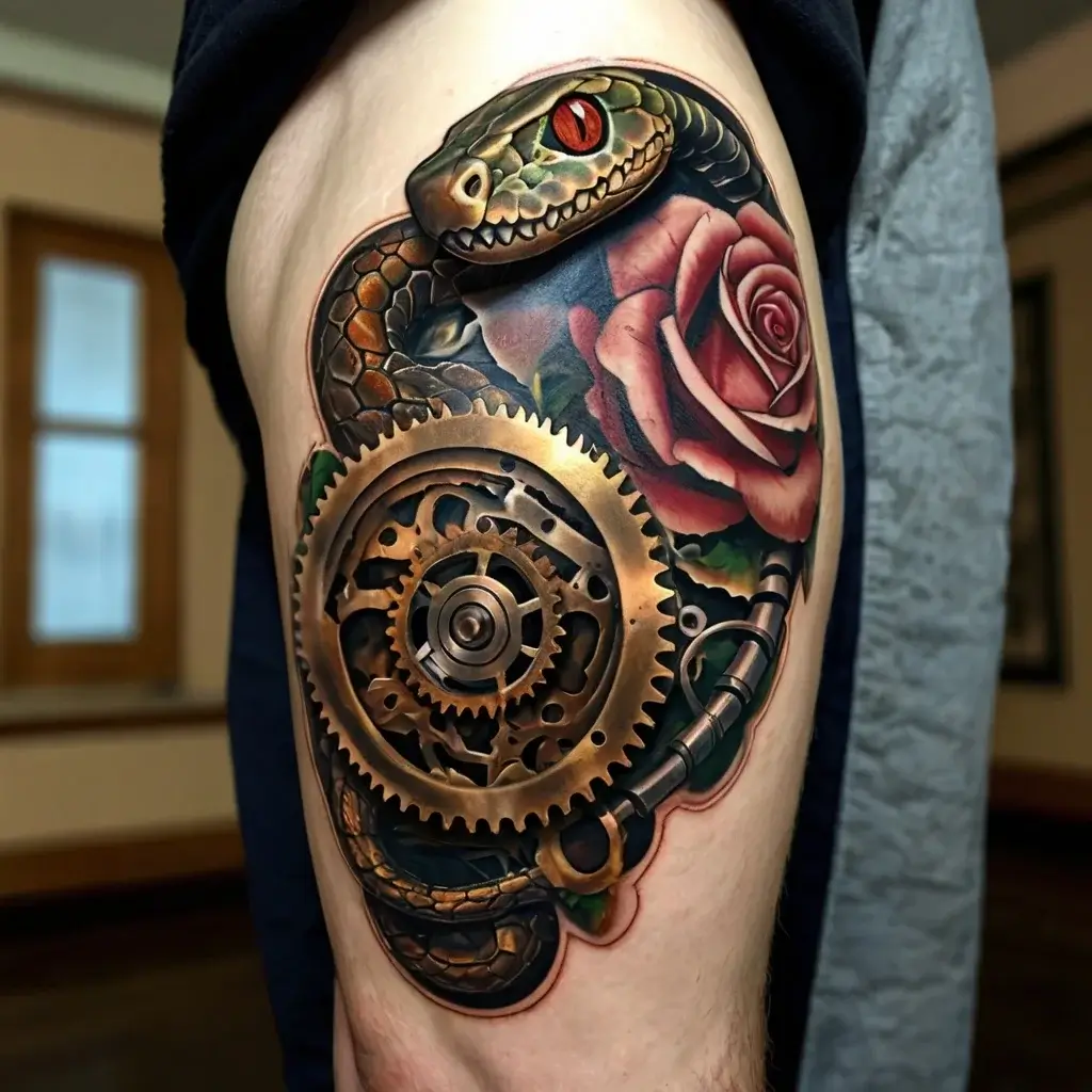 rose and snake tattoos (46)