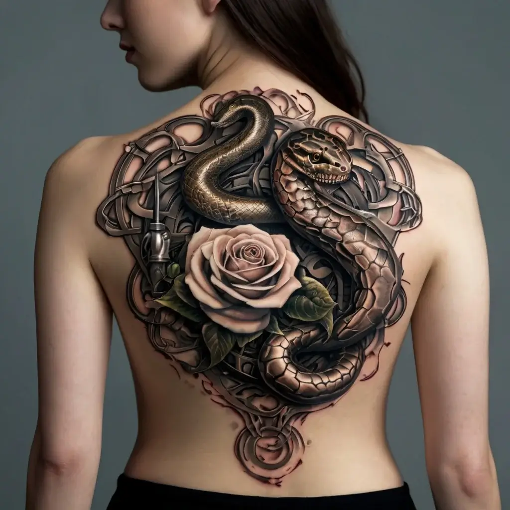 rose and snake tattoos (47)