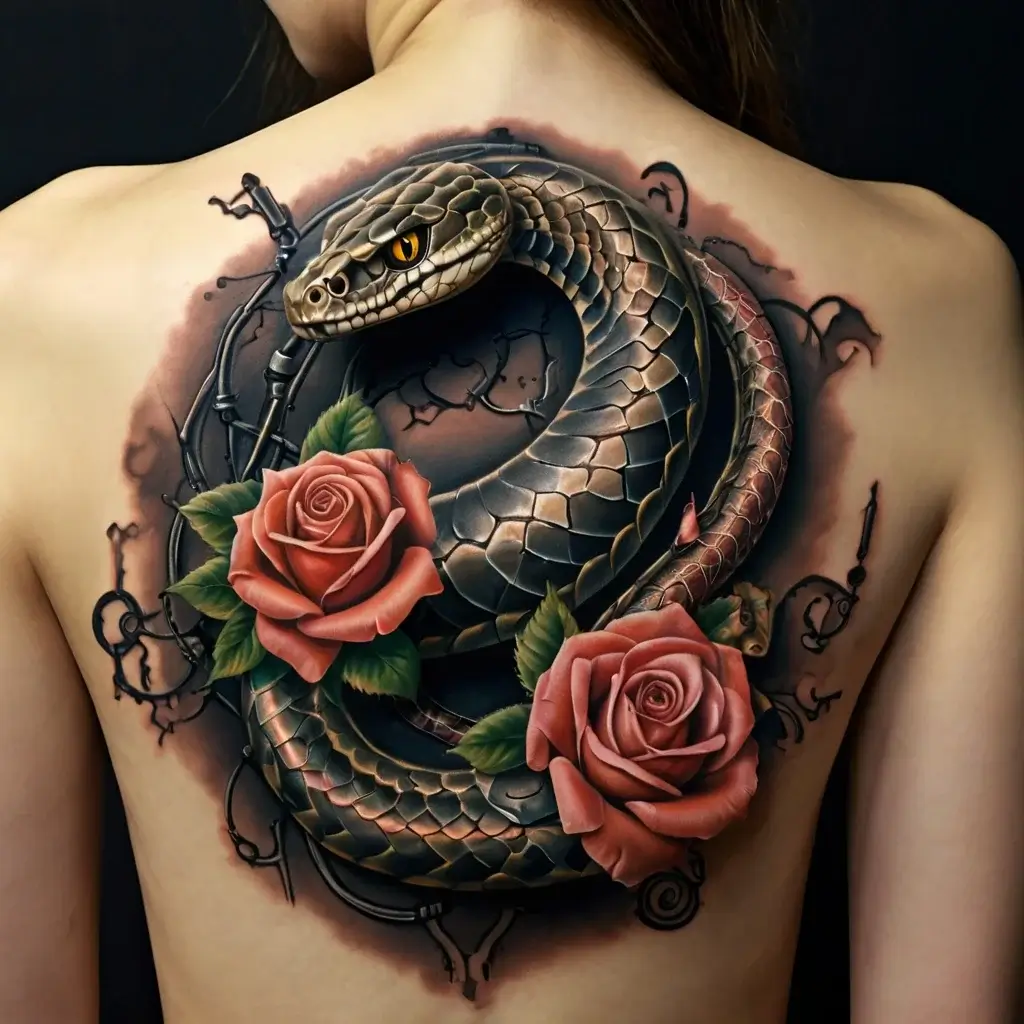 rose and snake tattoos (48)