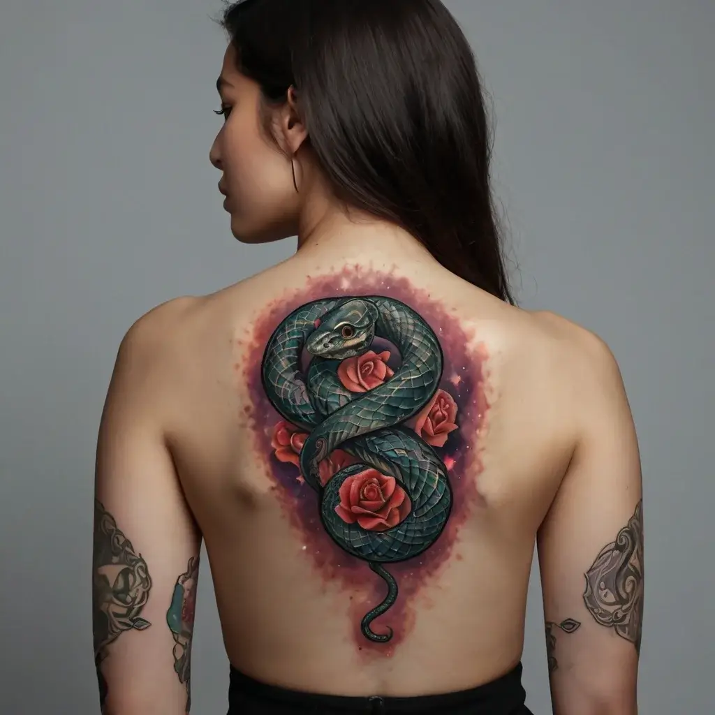 rose and snake tattoos (49)