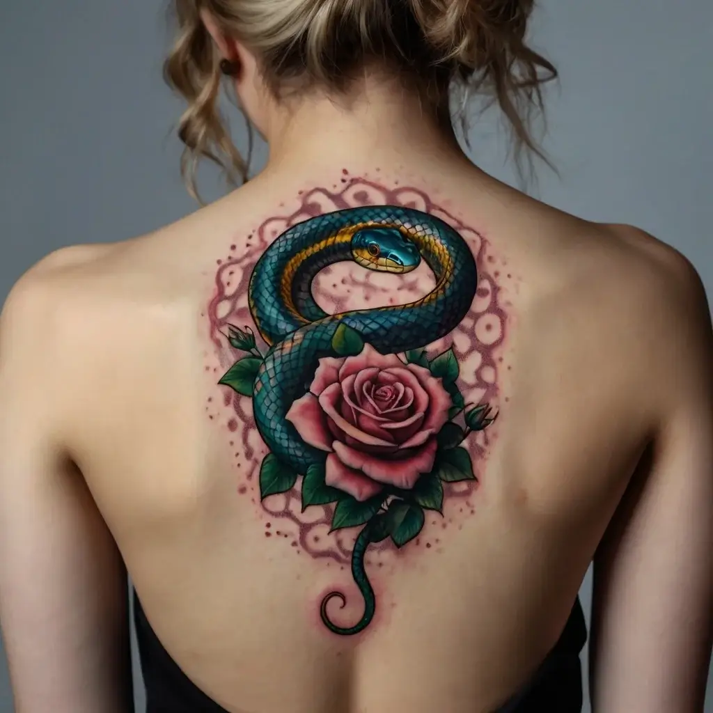 rose and snake tattoos (50)