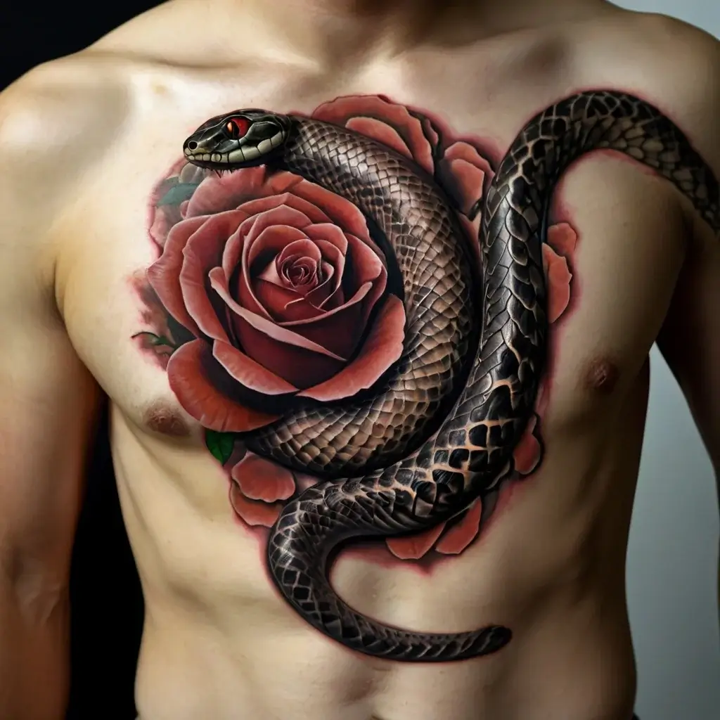 rose and snake tattoos (51)