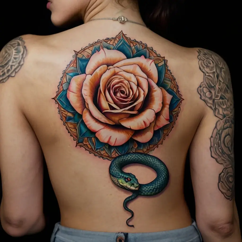 rose and snake tattoos (52)