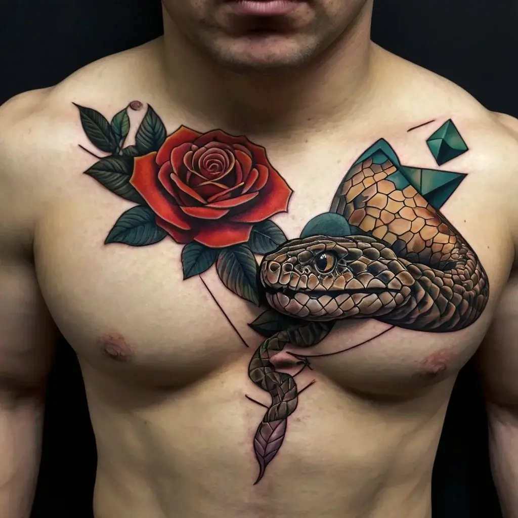 rose and snake tattoos (53)