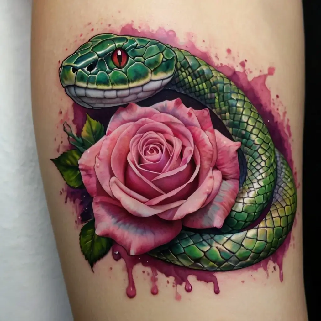 rose and snake tattoos (55)