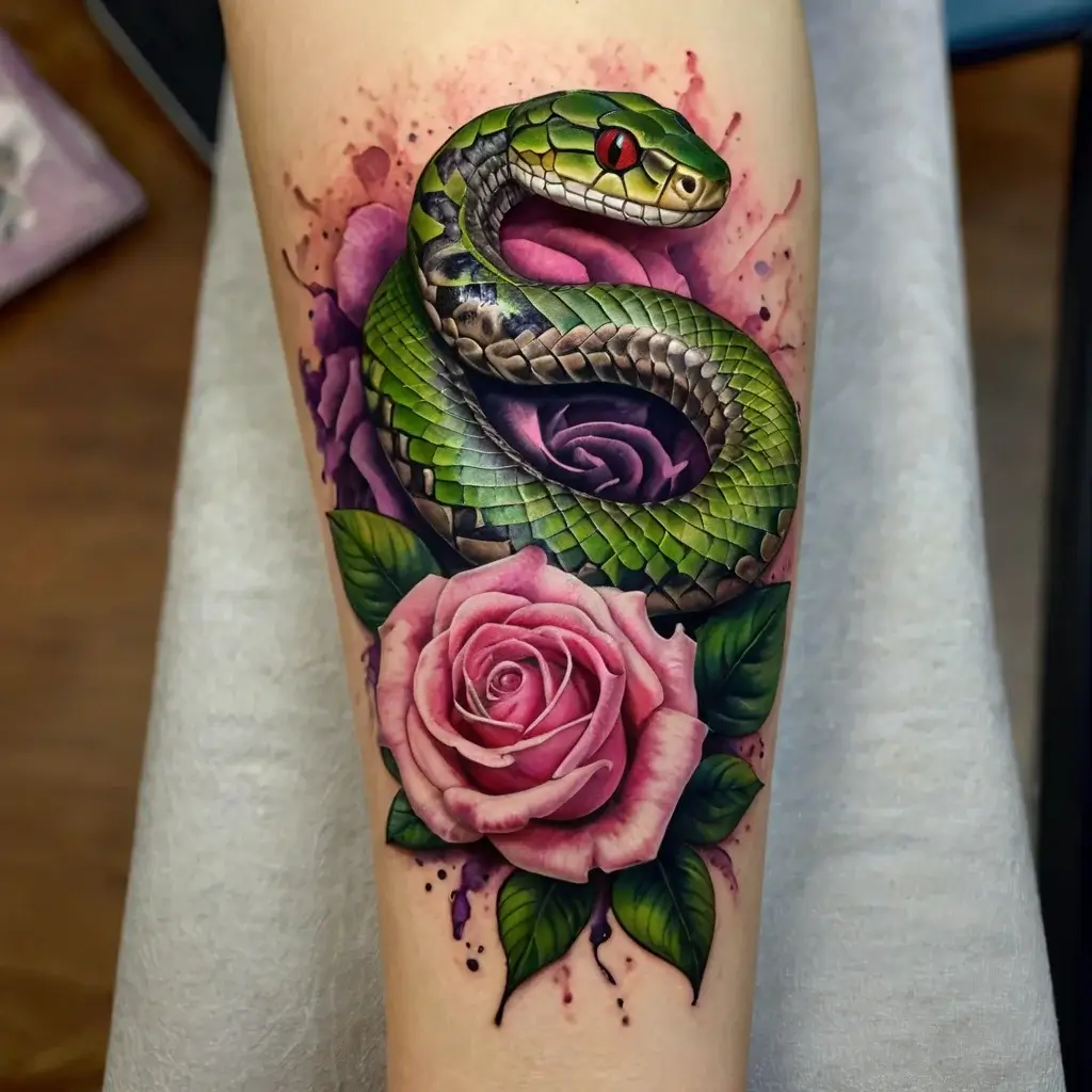 rose and snake tattoos (56)