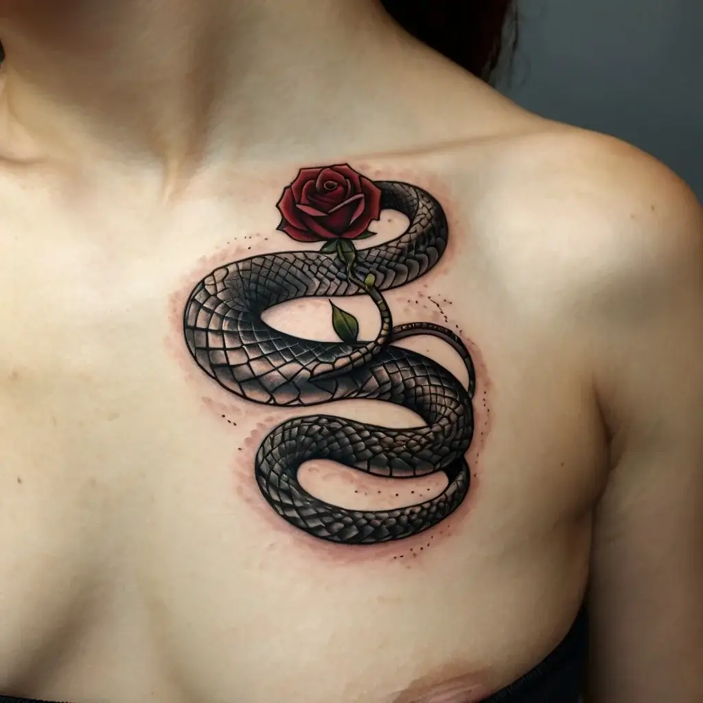 rose and snake tattoos (57)