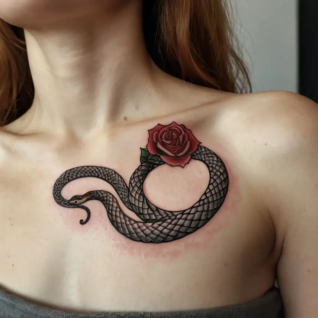 rose and snake tattoos (58)