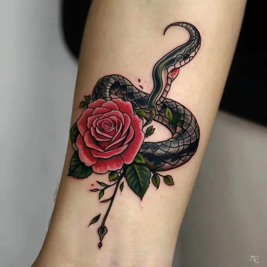 rose and snake tattoos (6)