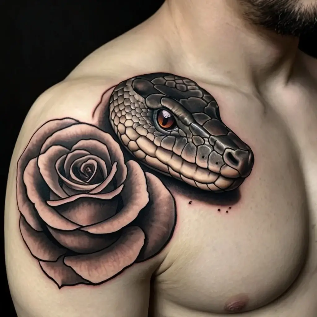 rose and snake tattoos (61)