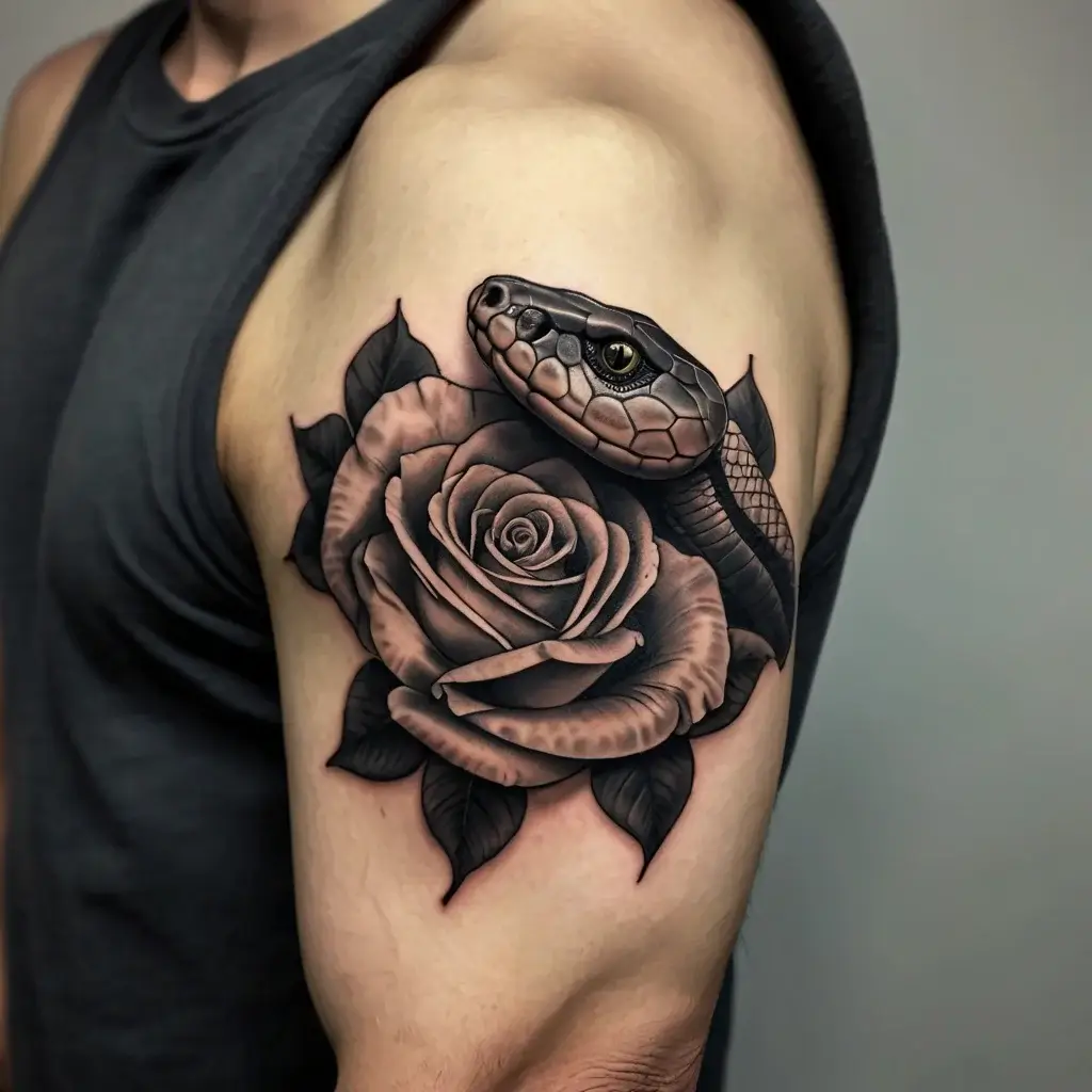 rose and snake tattoos (62)