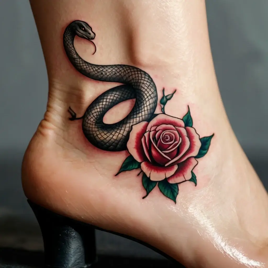 rose and snake tattoos (64)