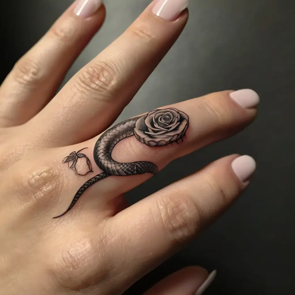 rose and snake tattoos (67)