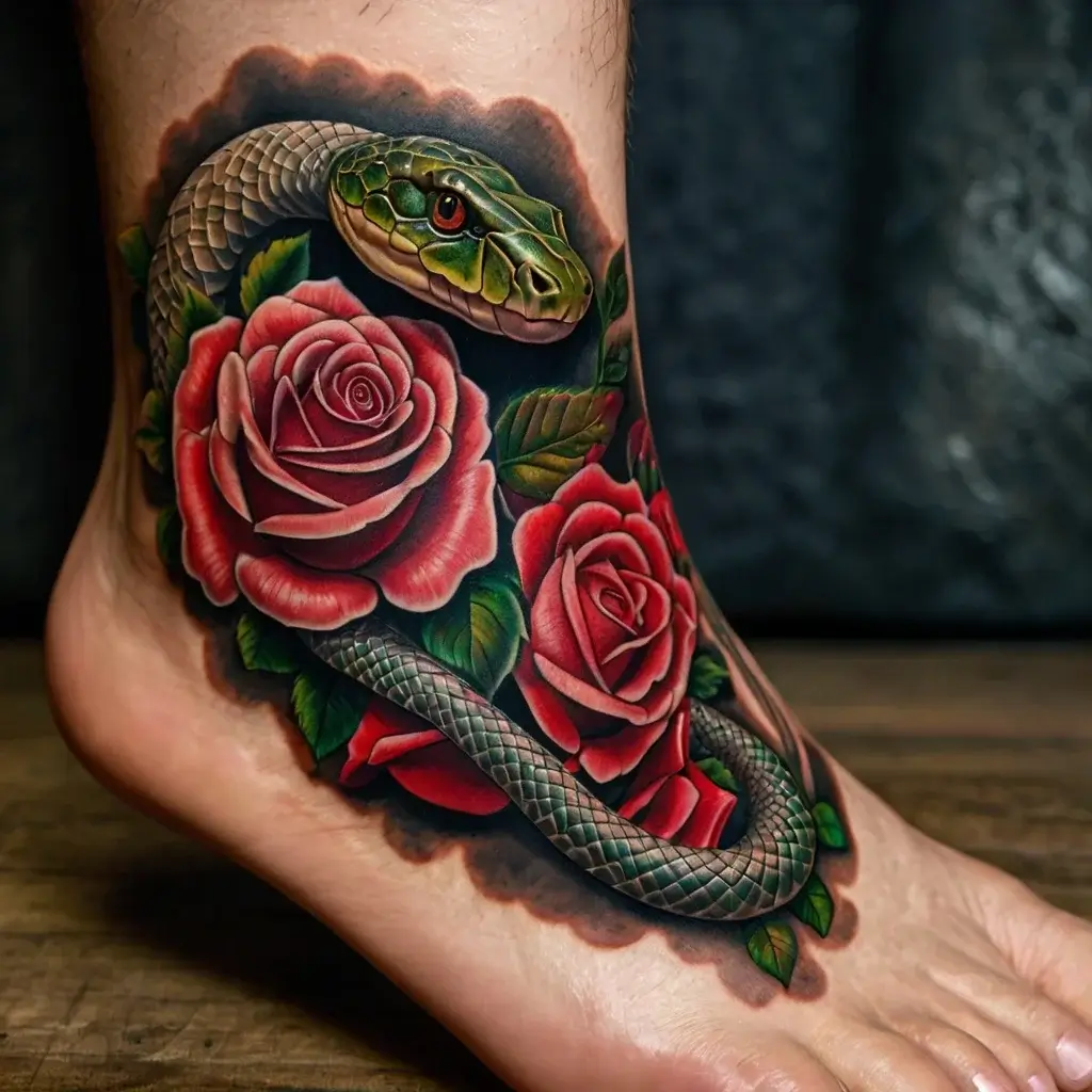 rose and snake tattoos (69)