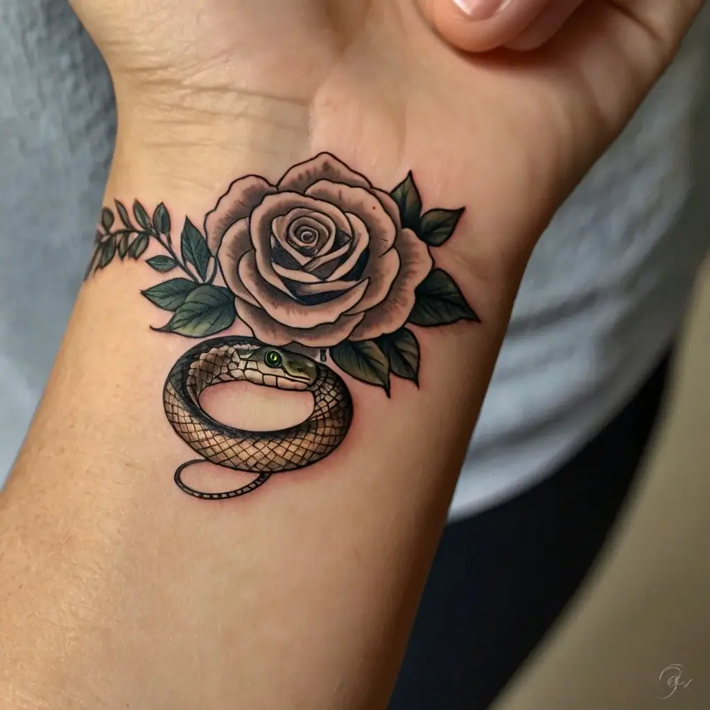 rose and snake tattoos (7)