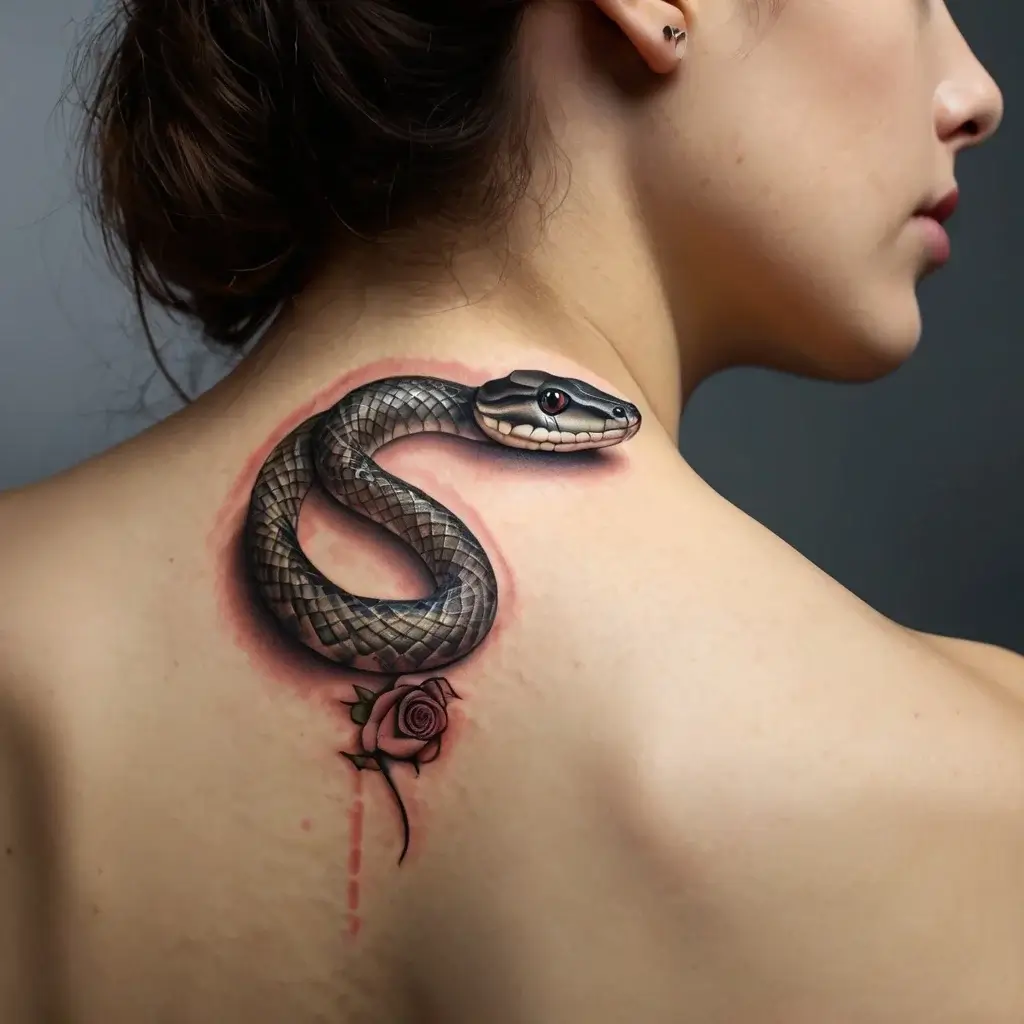 rose and snake tattoos (70)