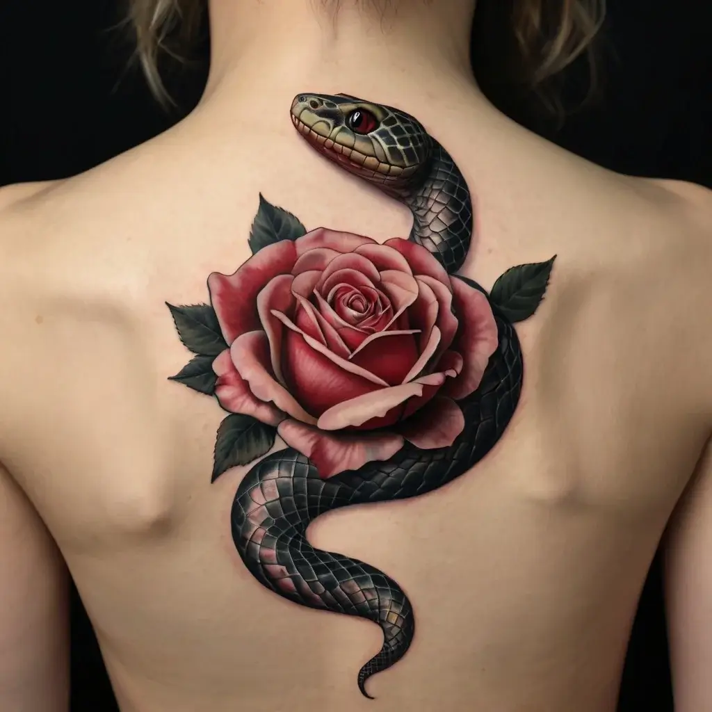 rose and snake tattoos (71)