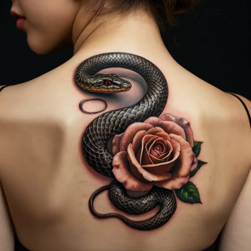 rose and snake tattoos (72)