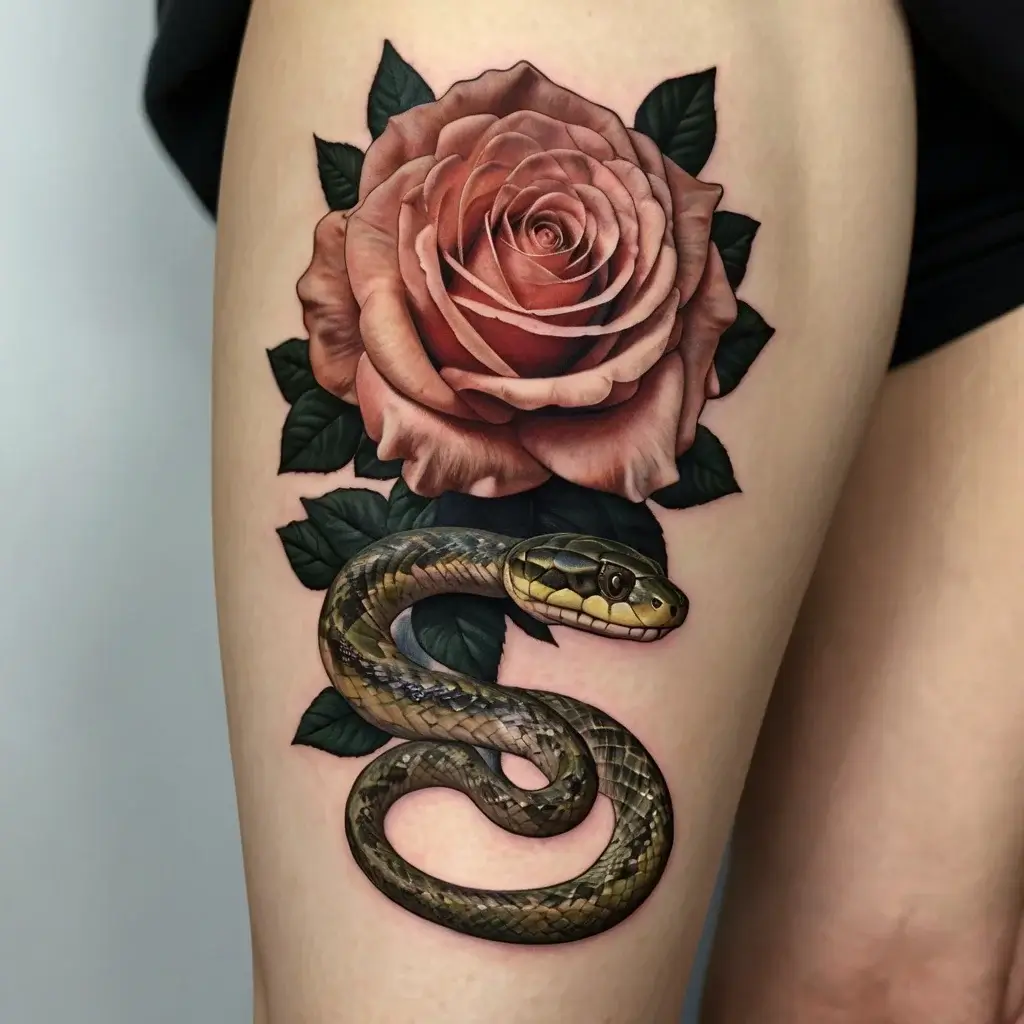 rose and snake tattoos (75)