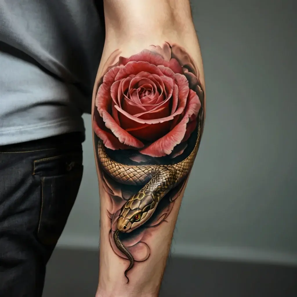 rose and snake tattoos (76)