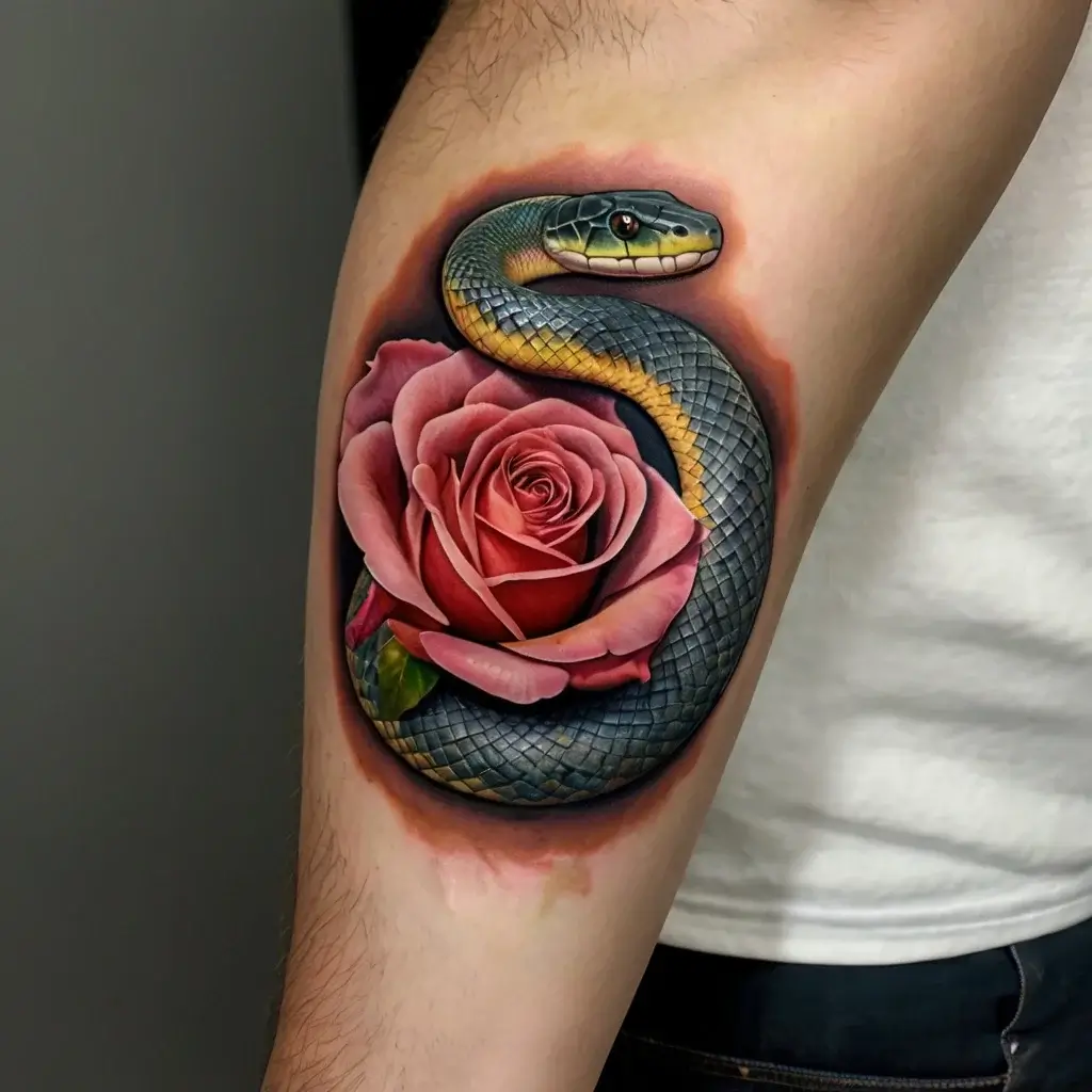 rose and snake tattoos (77)