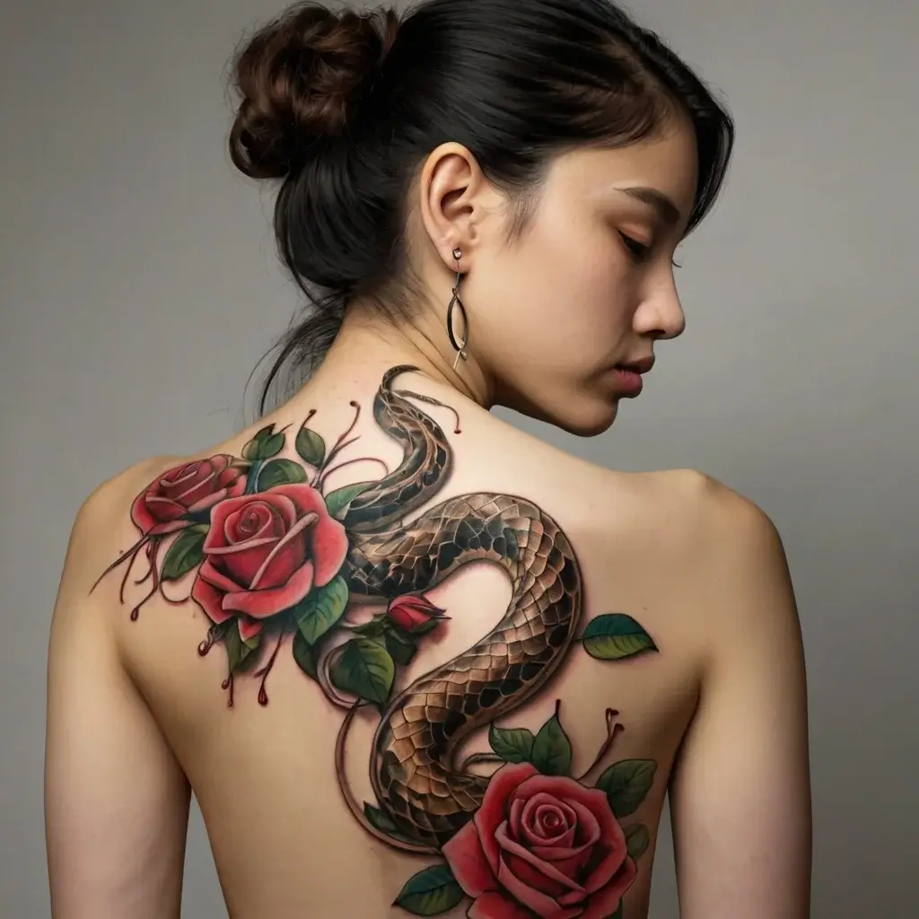 rose and snake tattoos (78)