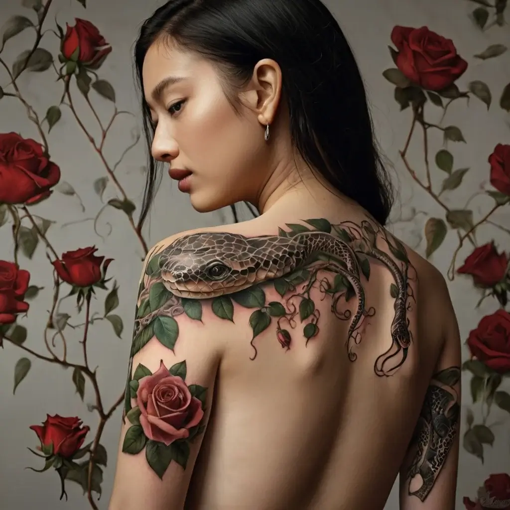 rose and snake tattoos (79)