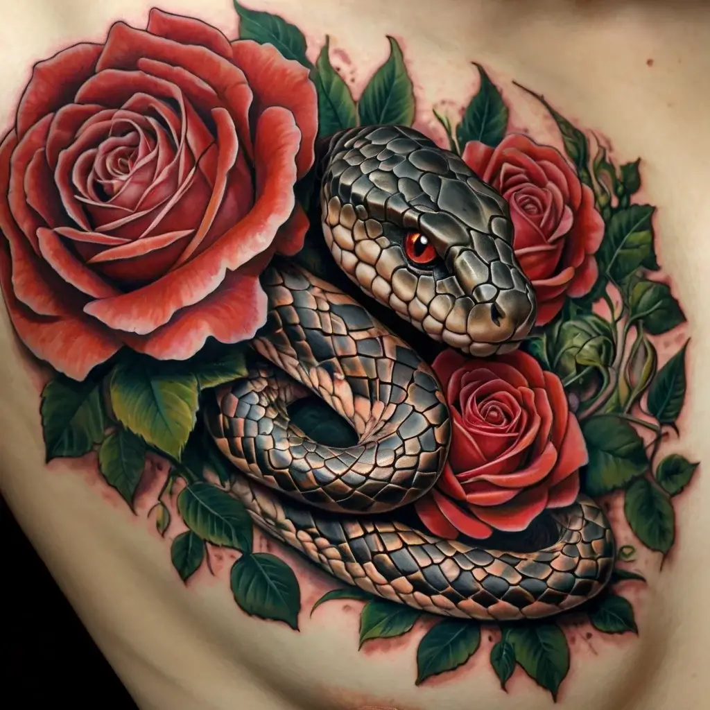 rose and snake tattoos (81)