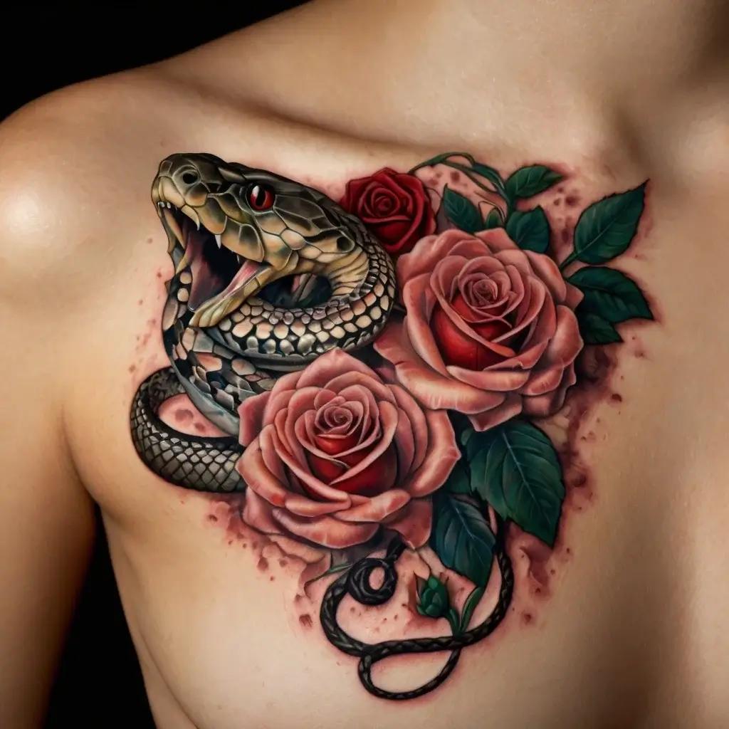 rose and snake tattoos (82)