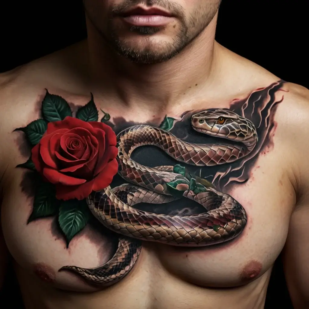 rose and snake tattoos (83)