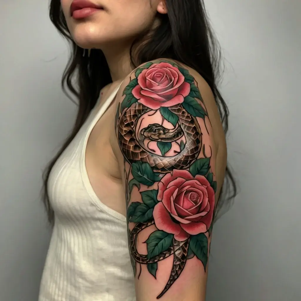 rose and snake tattoos (85)