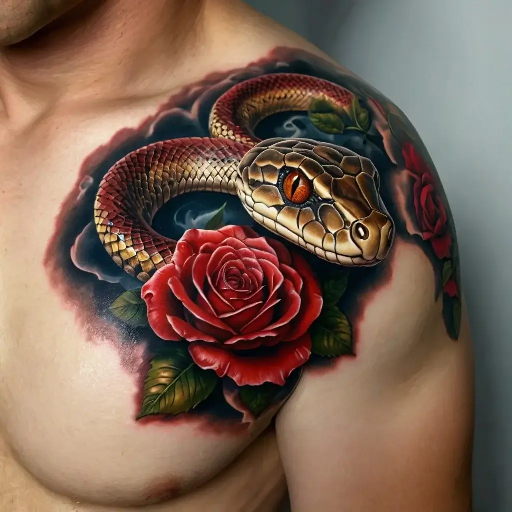 rose and snake tattoos (86)