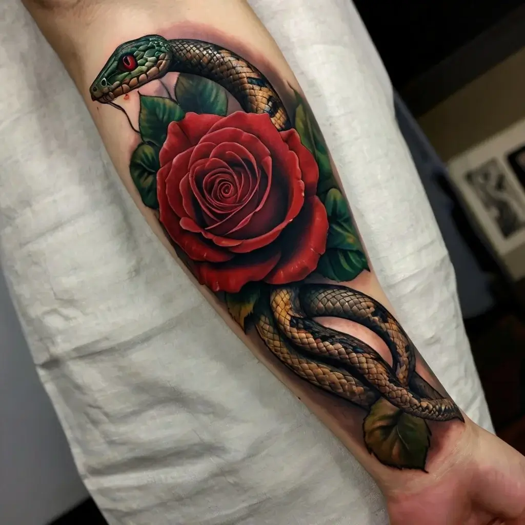 rose and snake tattoos (87)