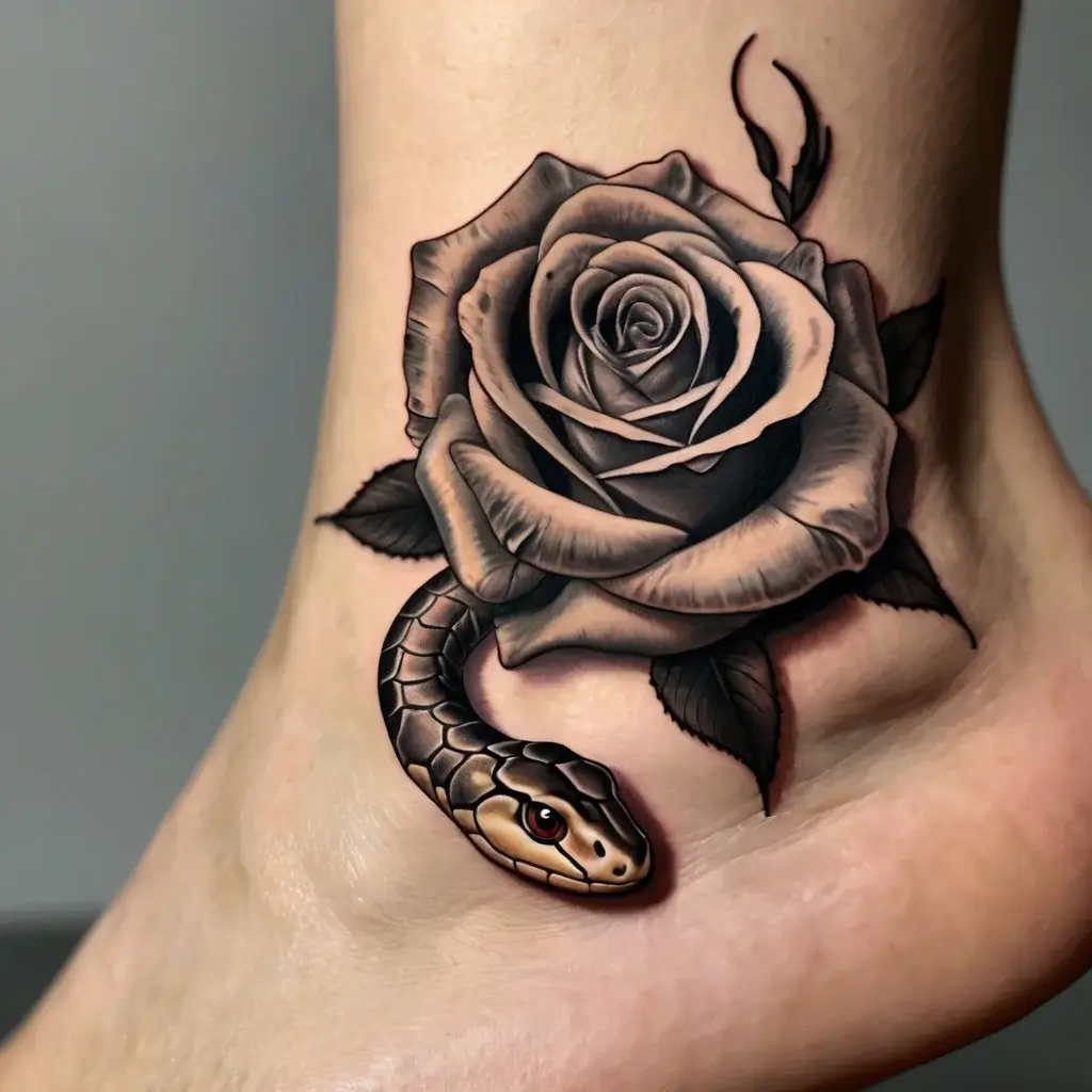 rose and snake tattoos (89)