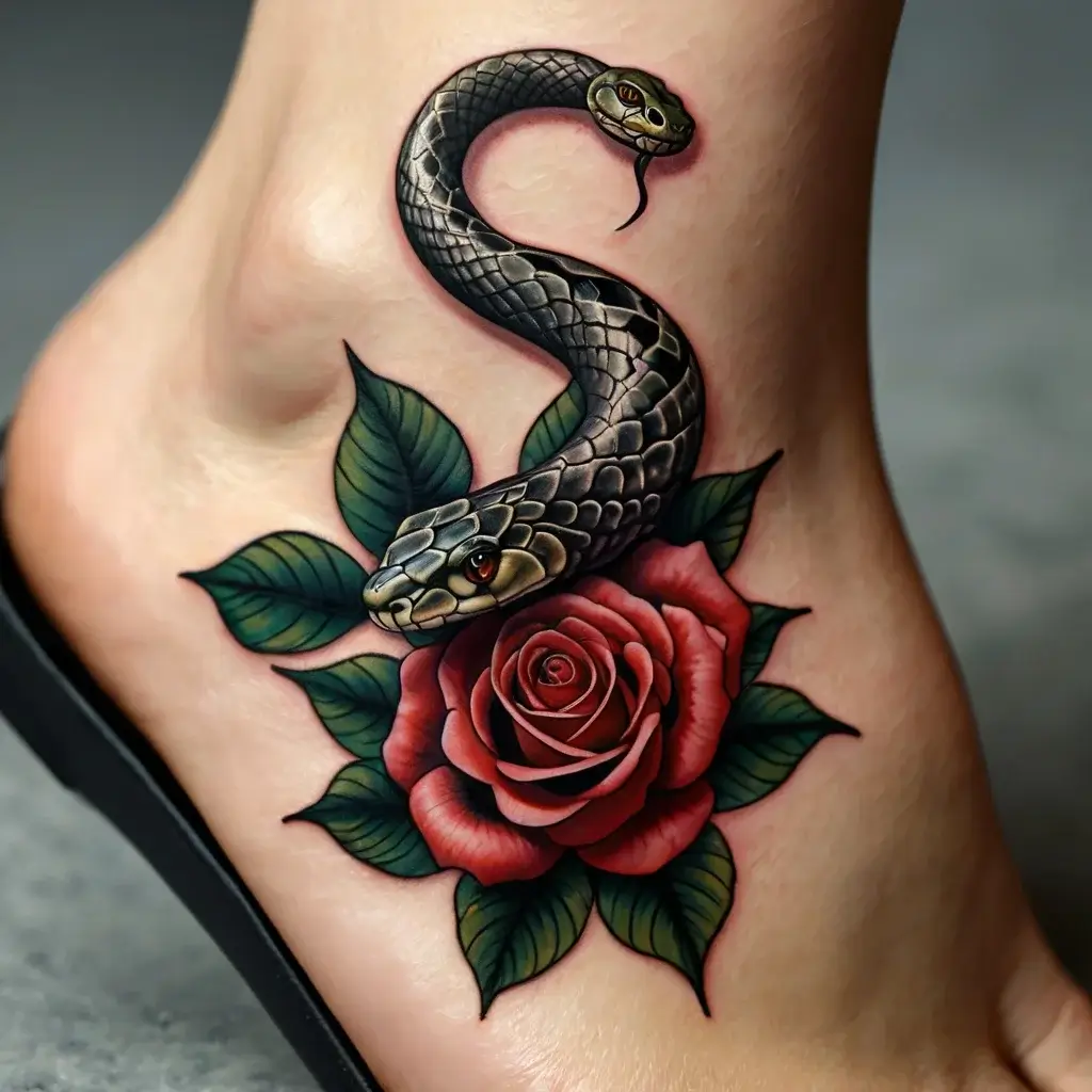 rose and snake tattoos (90)