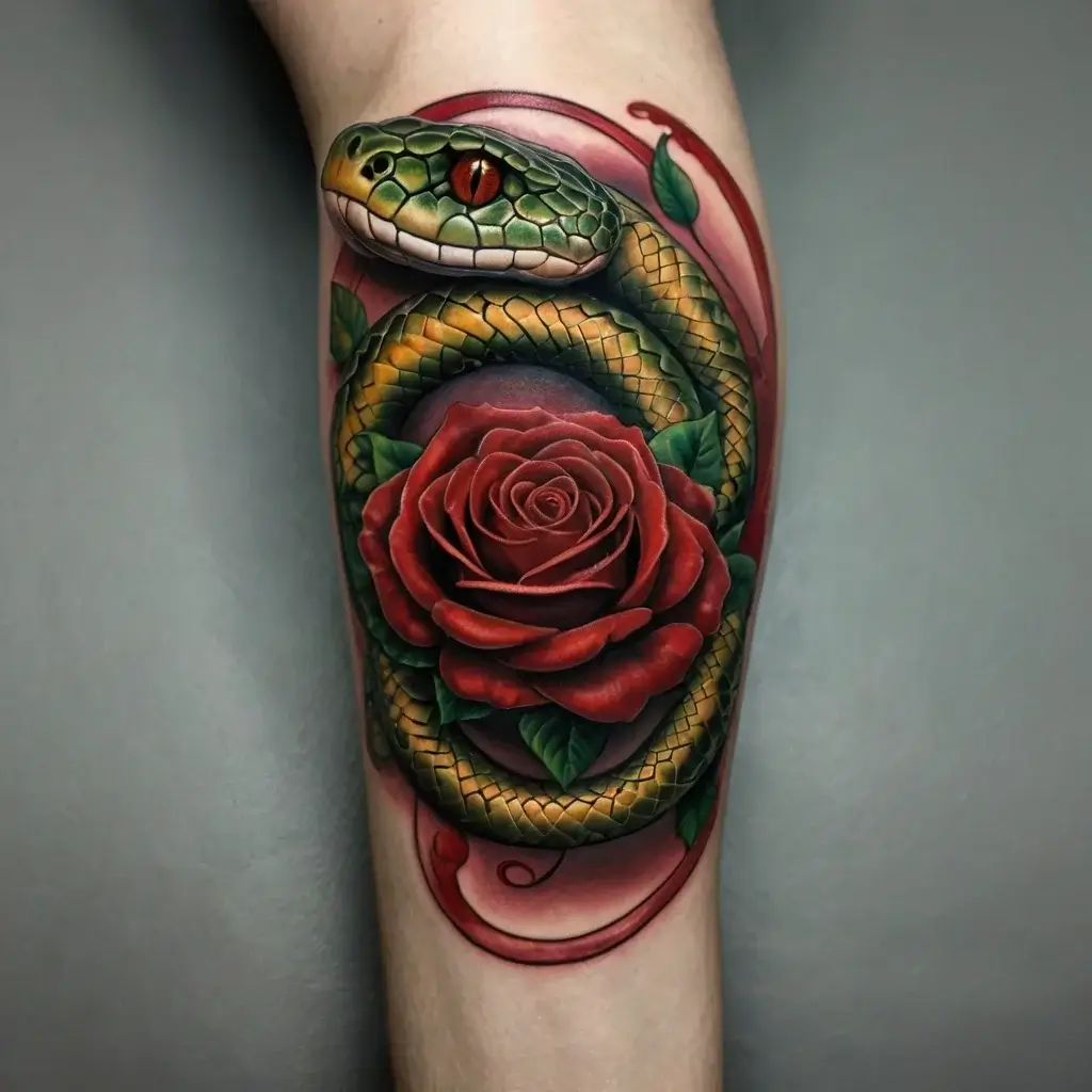 rose and snake tattoos (92)